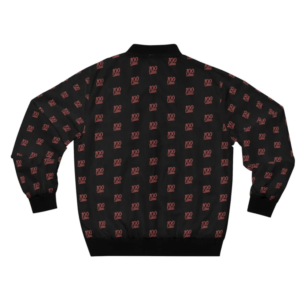 100 Emoji Bomber Jacket - Vibrant Red Pattern