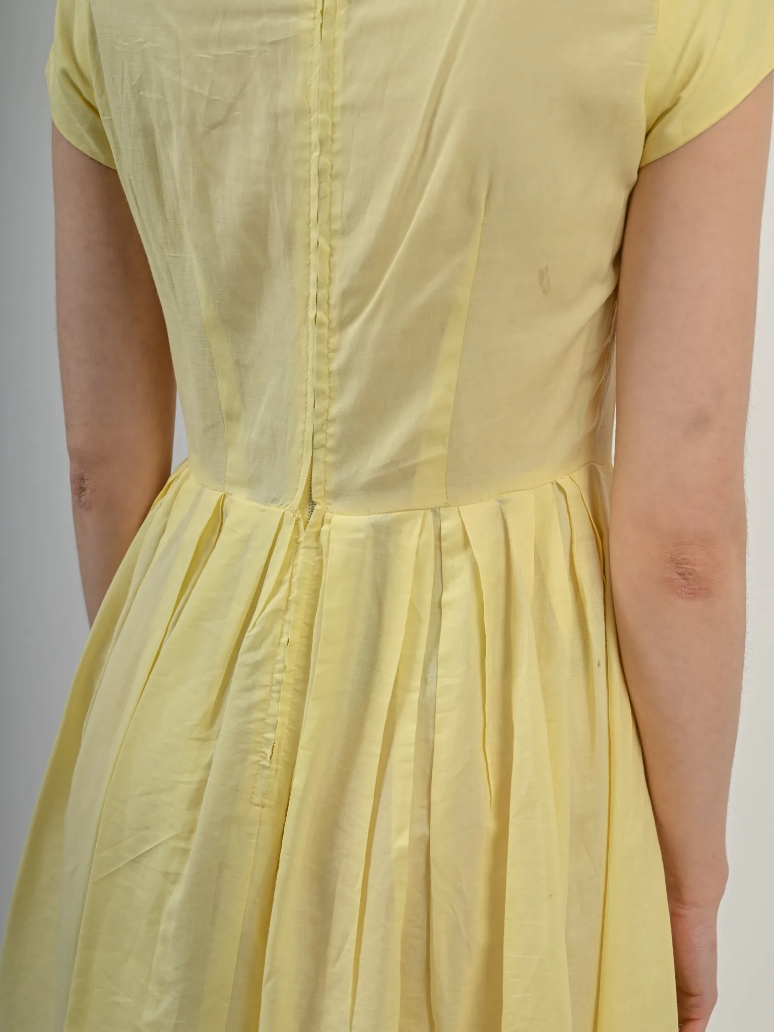 1960s Pale Yellow Fit and Flare Sundress
