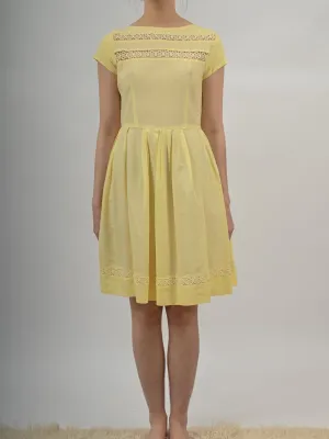 1960s Pale Yellow Fit and Flare Sundress