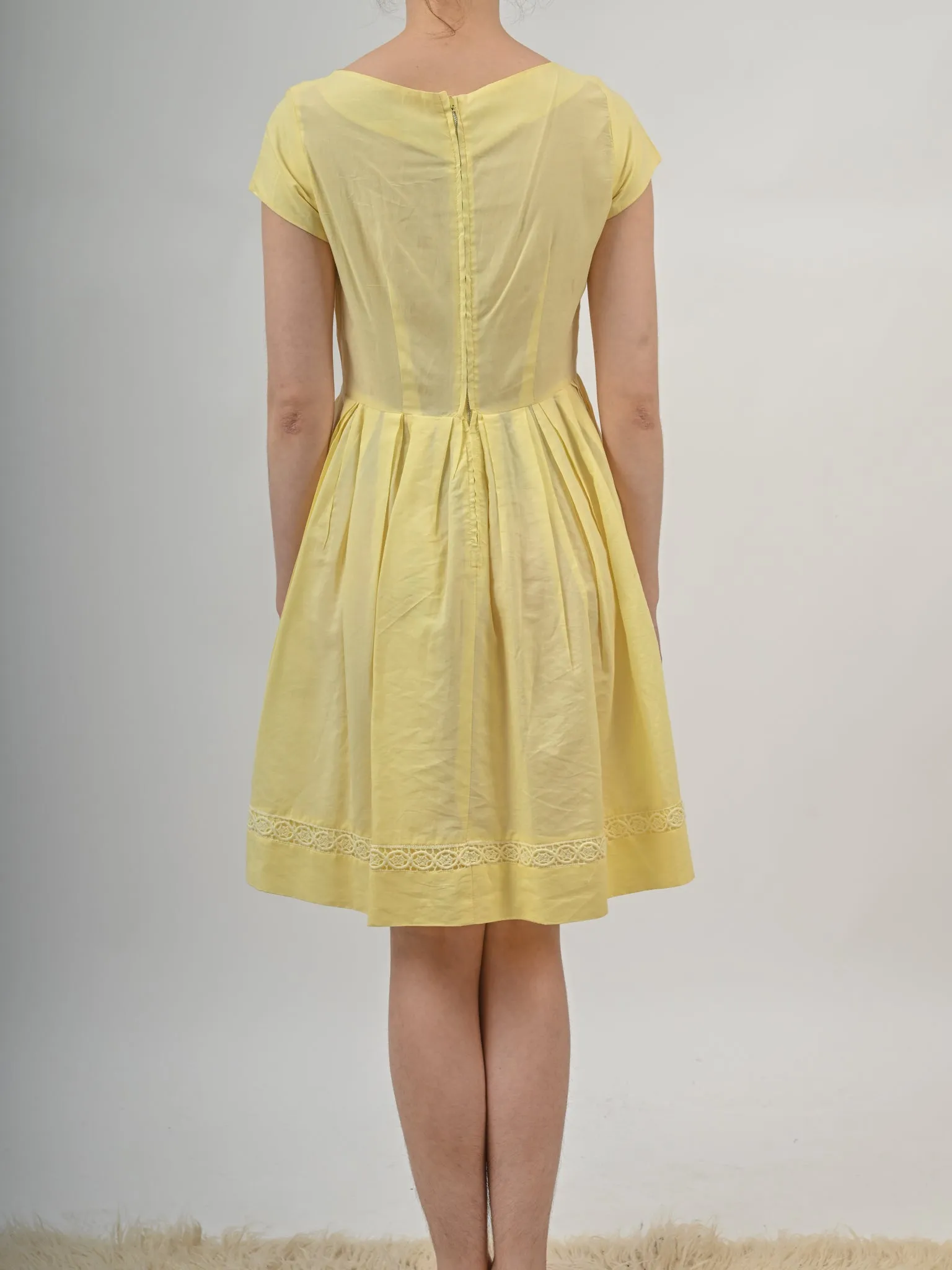 1960s Pale Yellow Fit and Flare Sundress