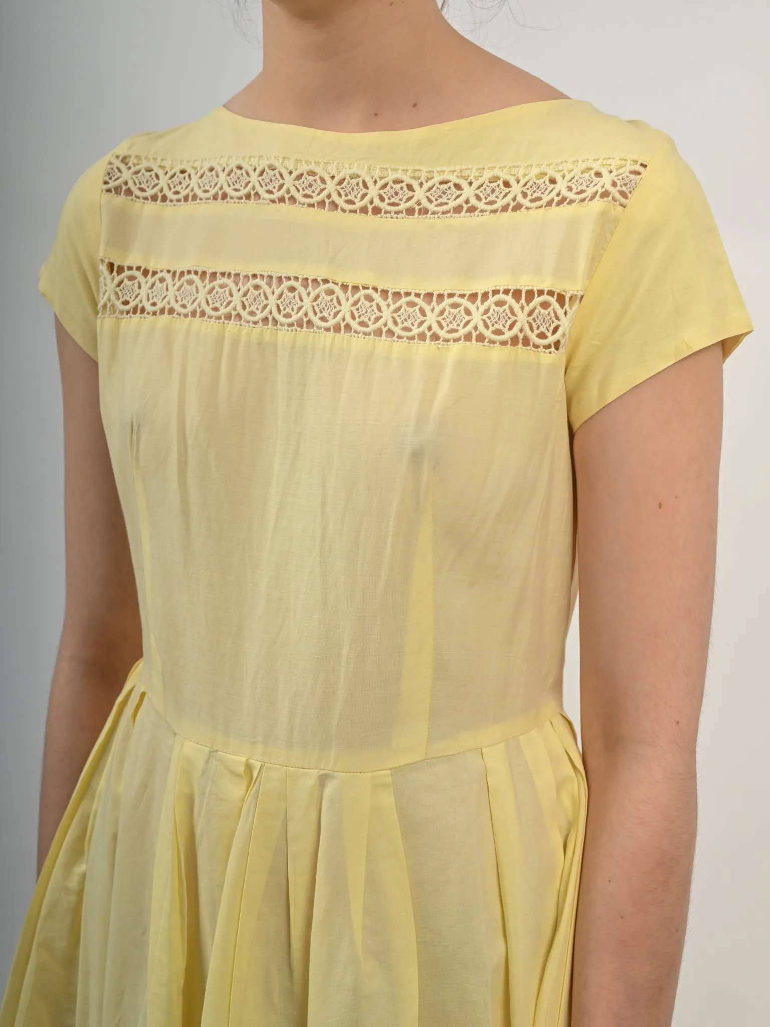1960s Pale Yellow Fit and Flare Sundress