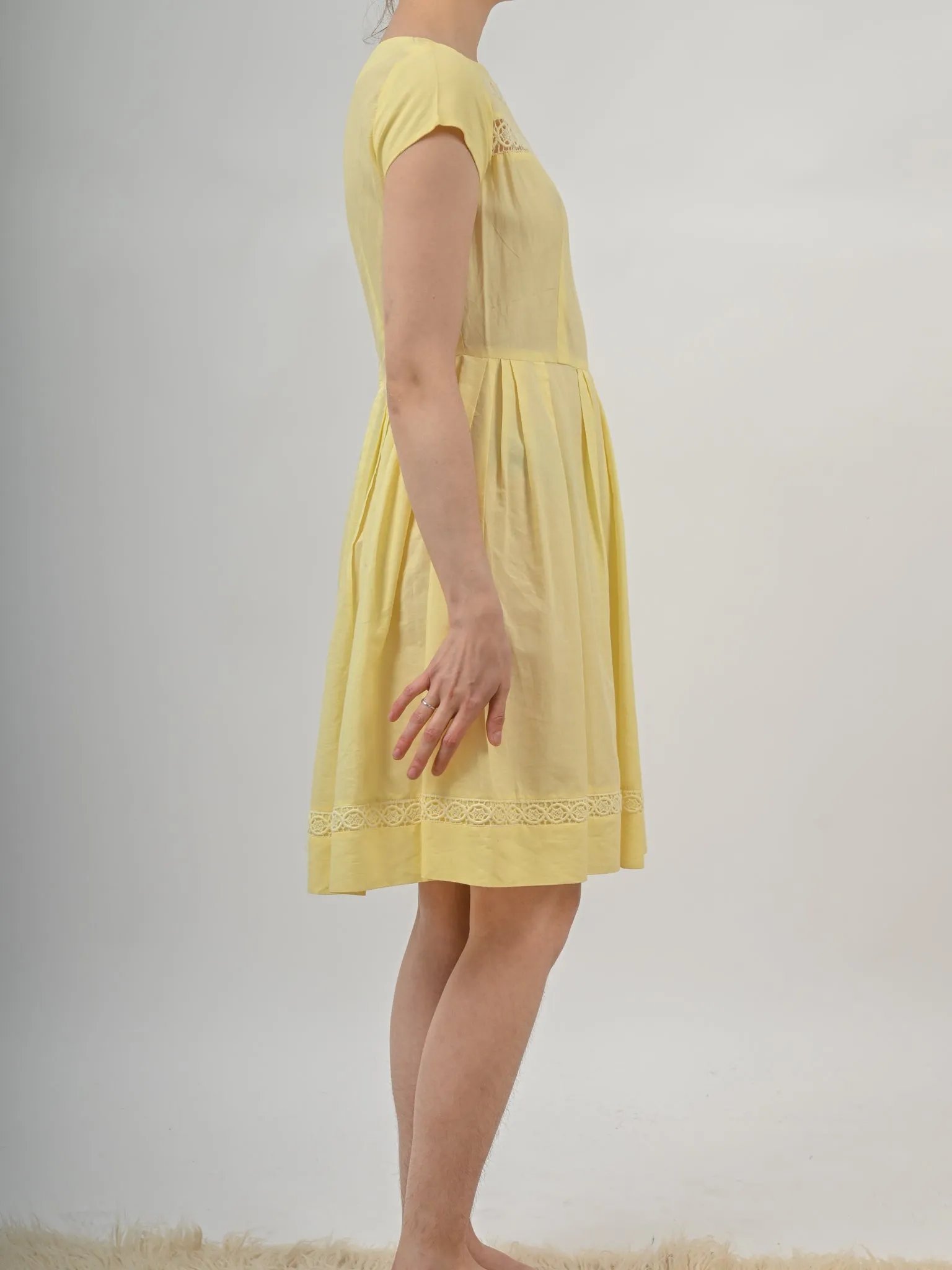 1960s Pale Yellow Fit and Flare Sundress