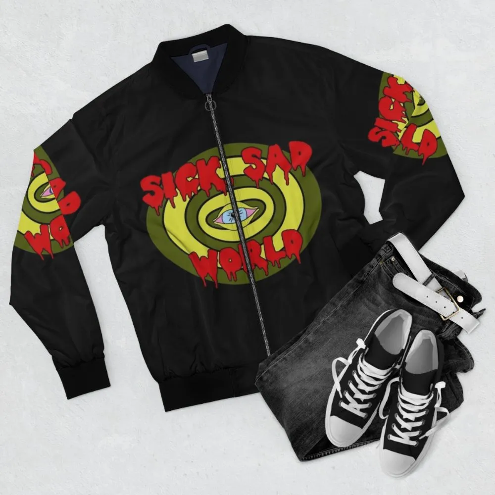 90s Grunge Sick Sad World Bomber Jacket
