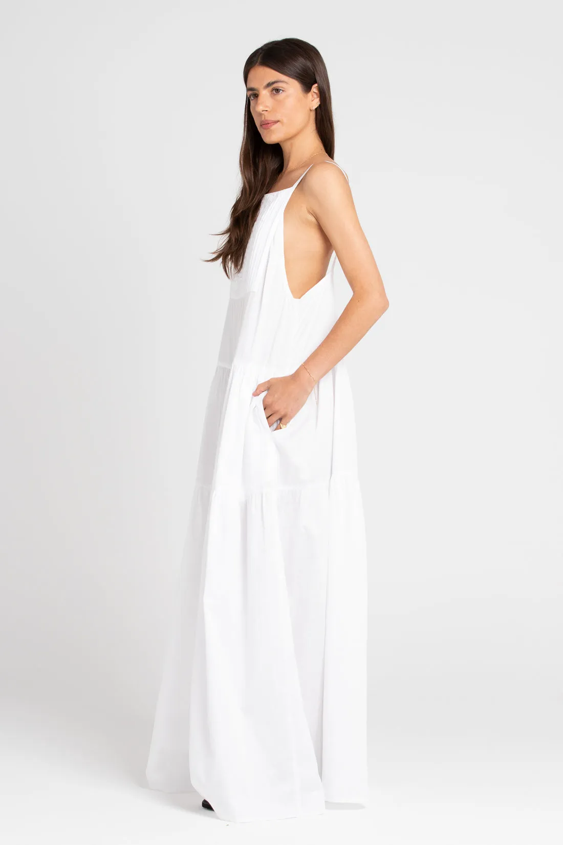 Austen Pleated Maxi Dress White