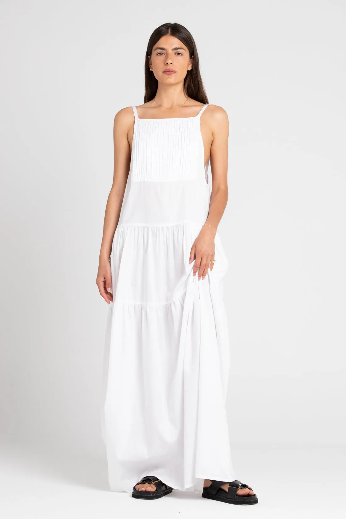 Austen Pleated Maxi Dress White