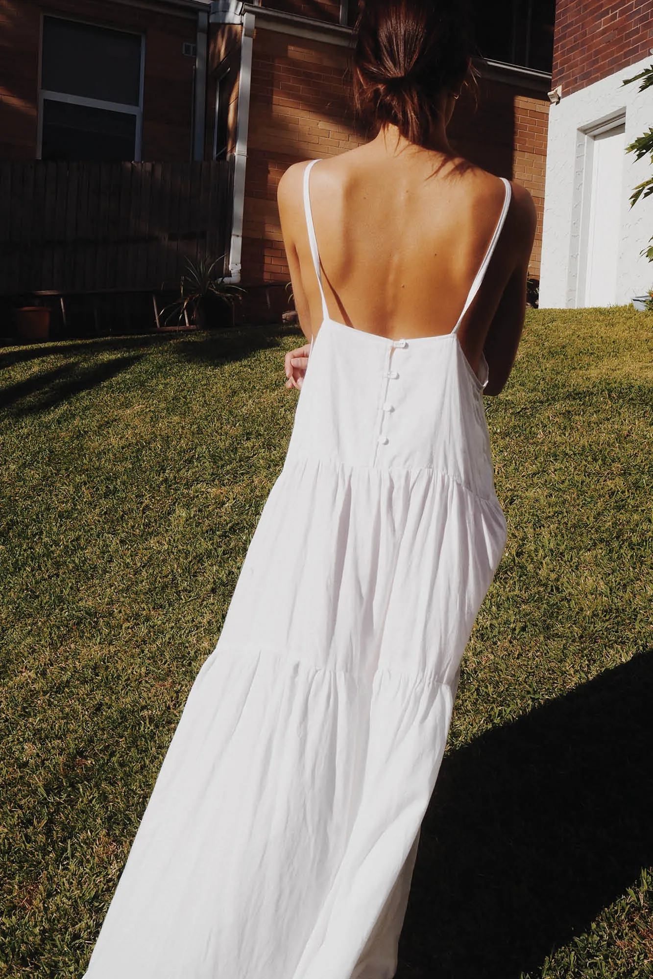 Austen Pleated Maxi Dress White