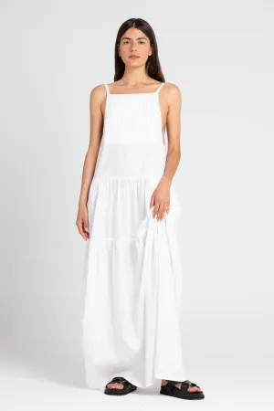 Austen Pleated Maxi Dress White