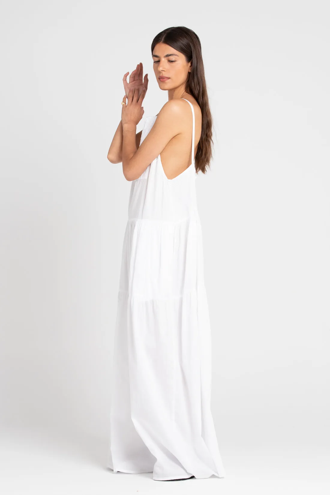Austen Pleated Maxi Dress White