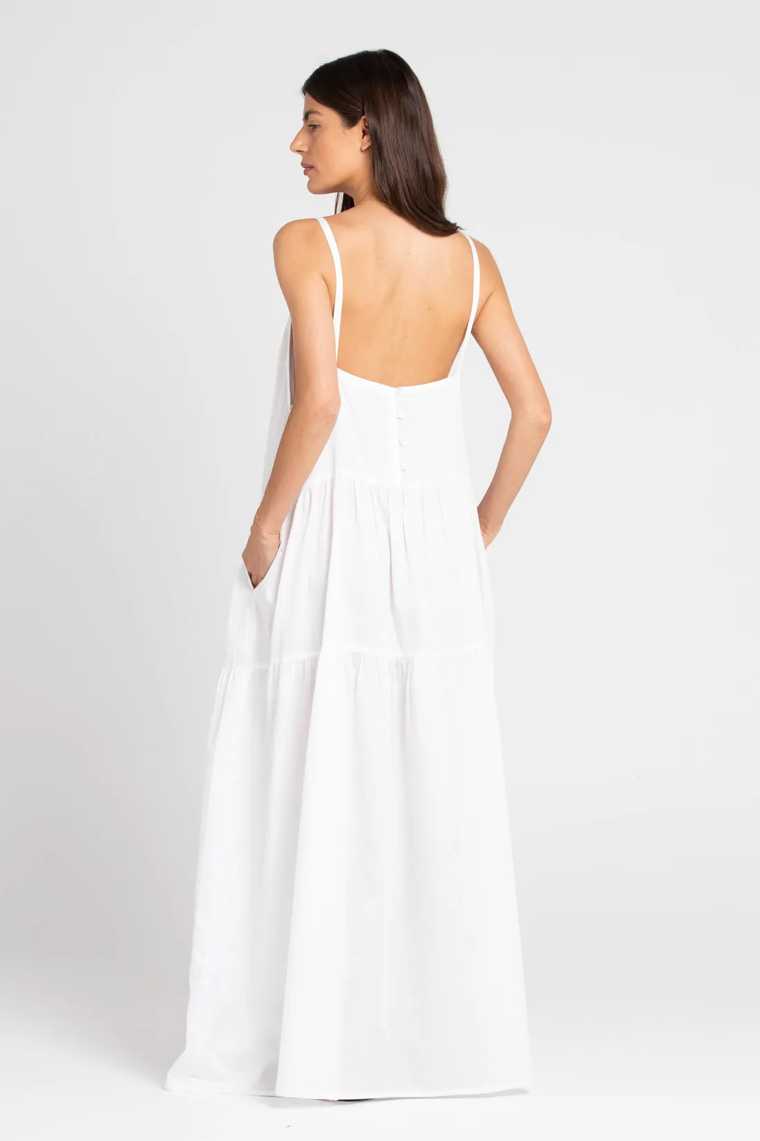 Austen Pleated Maxi Dress White