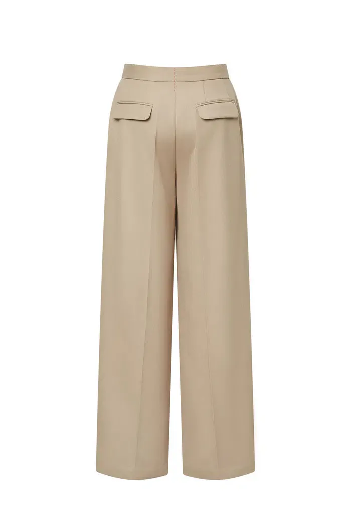Awe Silver Moon Trousers in Worsted Wool Blend Twill