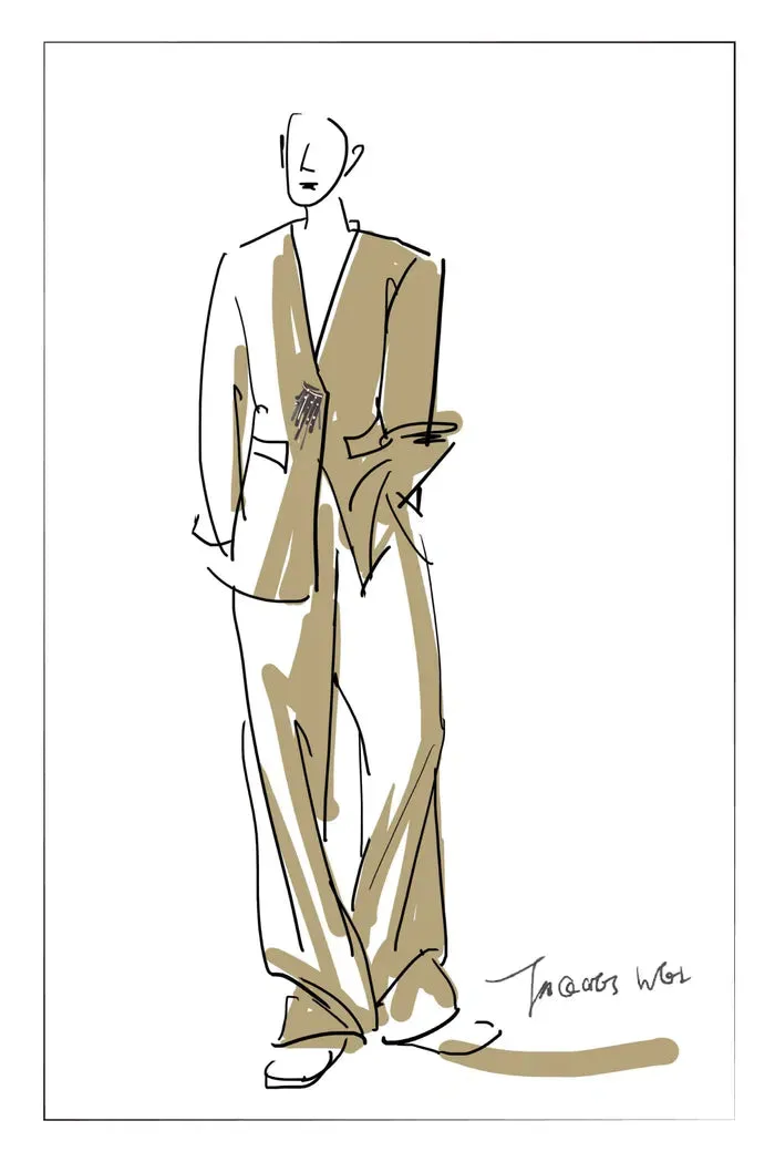 Awe Silver Moon Trousers in Worsted Wool Blend Twill