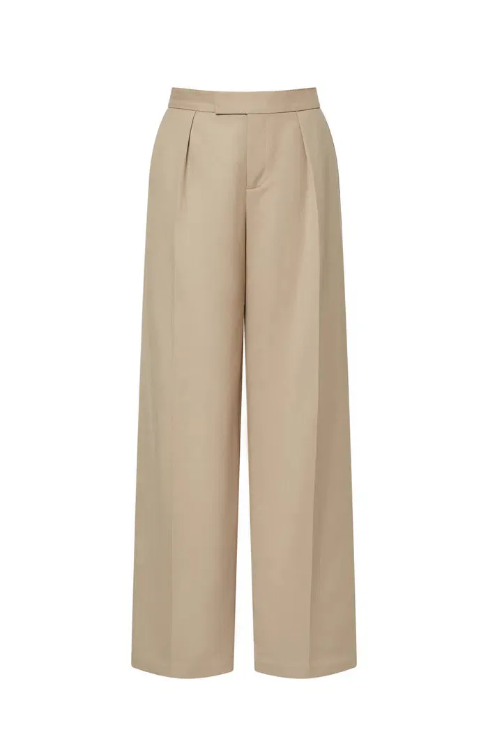 Awe Silver Moon Trousers in Worsted Wool Blend Twill