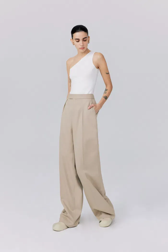 Awe Silver Moon Trousers in Worsted Wool Blend Twill