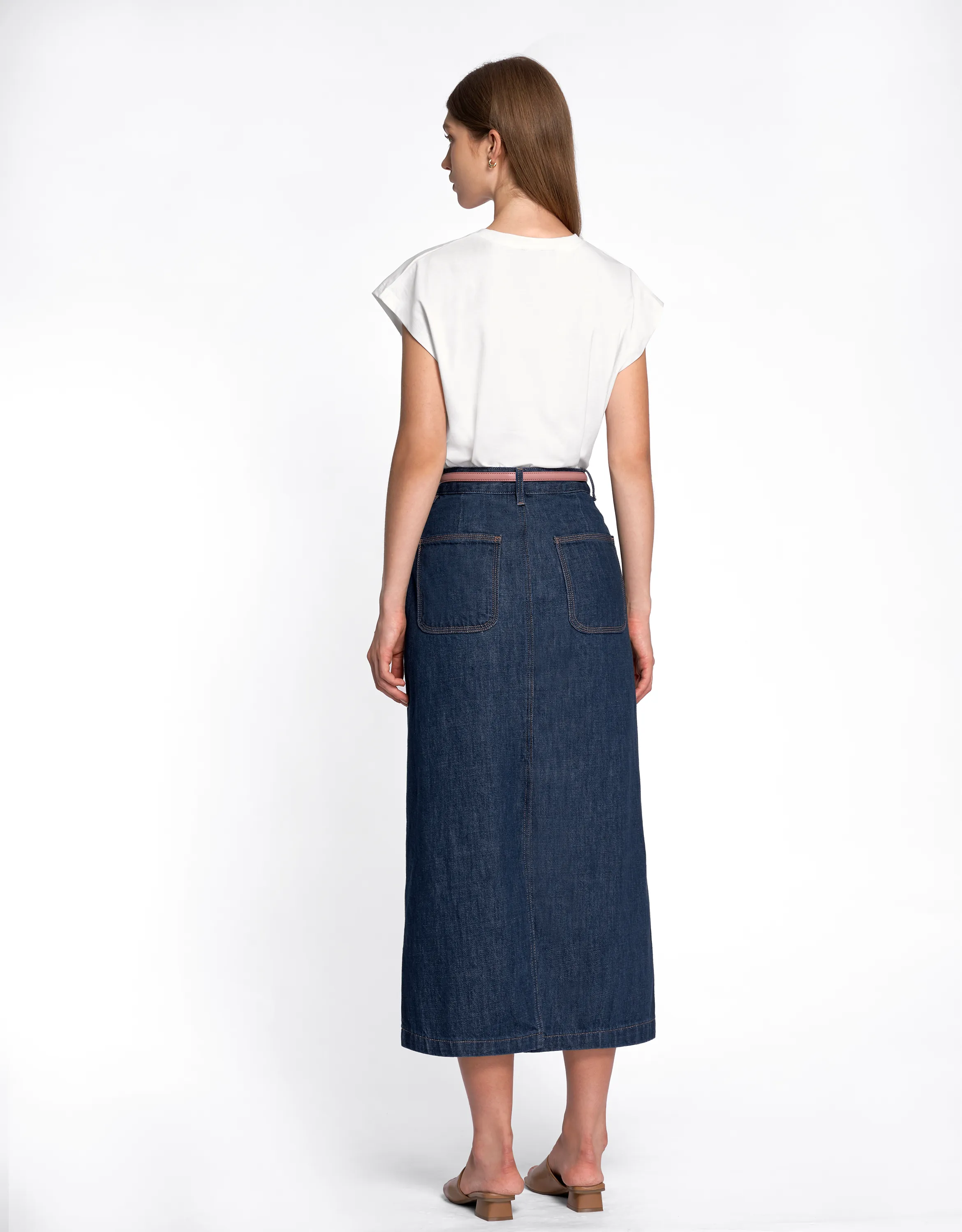 Back Slit Denim Skirt