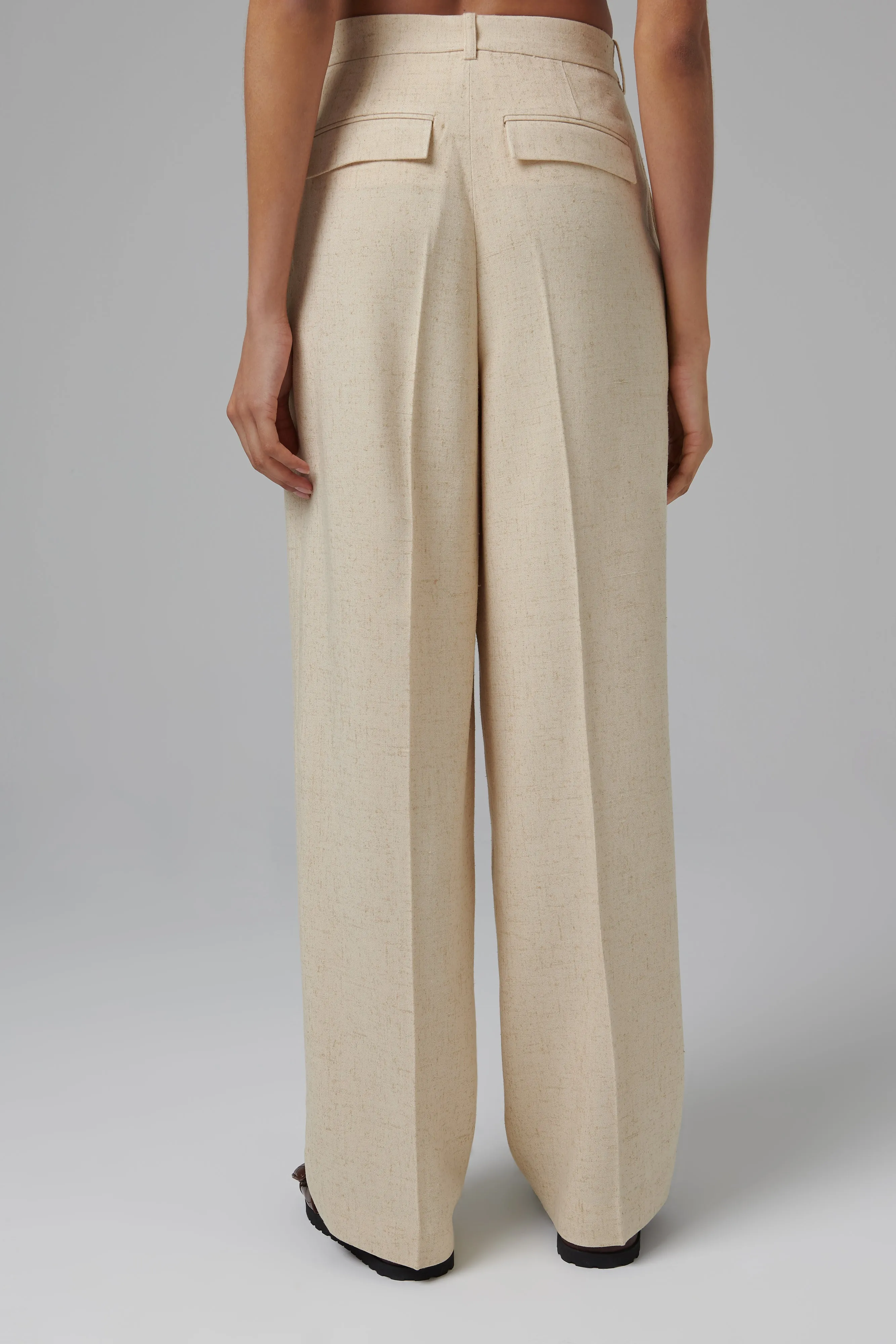 Beige Wide-Leg Pants