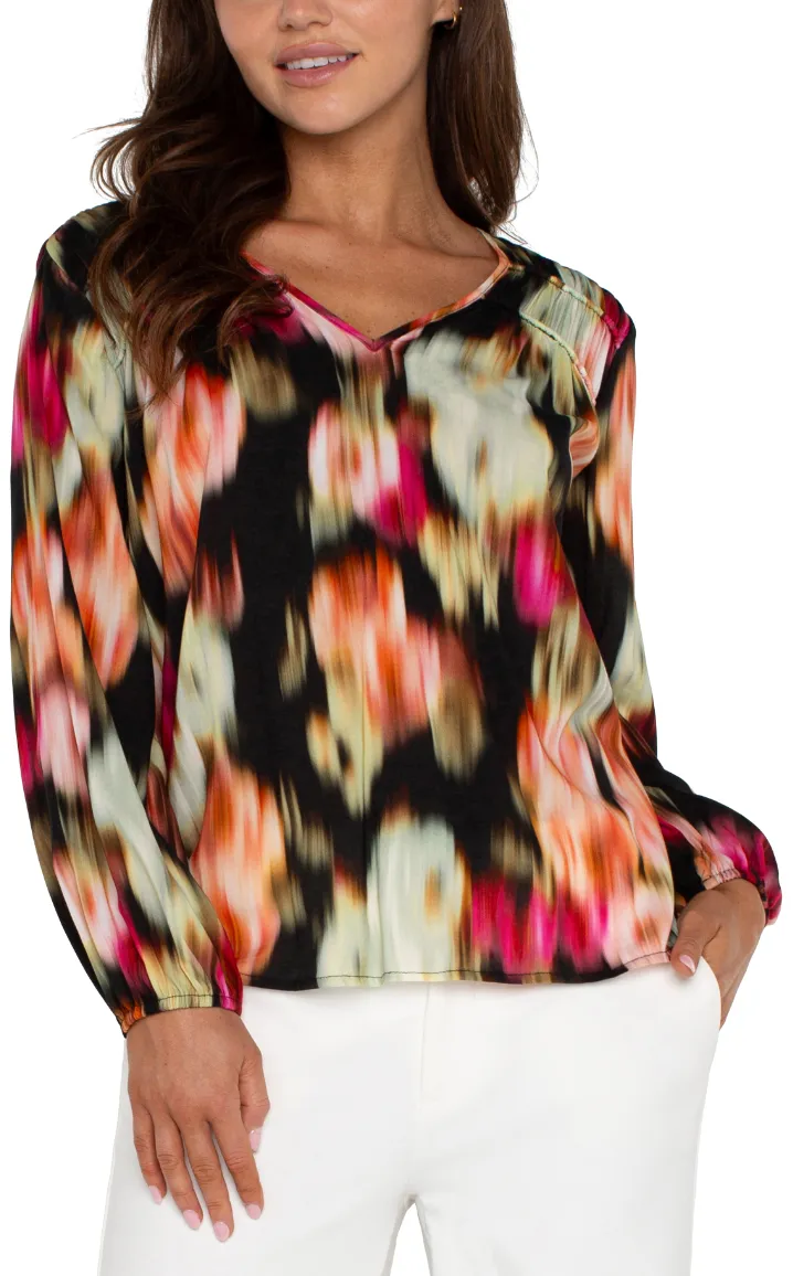 Blouse Long Slv V-Neck -Star Ruby Floral