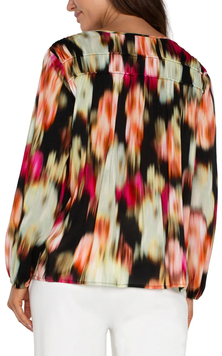 Blouse Long Slv V-Neck -Star Ruby Floral