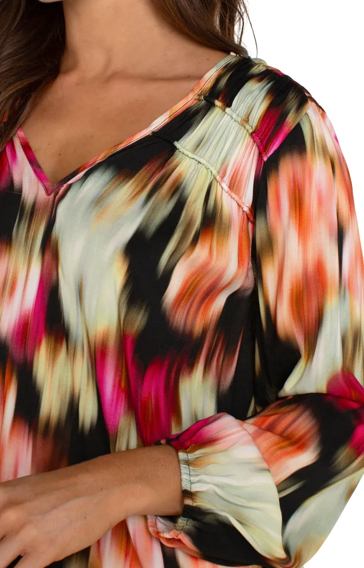 Blouse Long Slv V-Neck -Star Ruby Floral