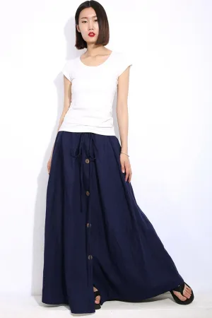 Blue Maxi linen wrap skirt C333