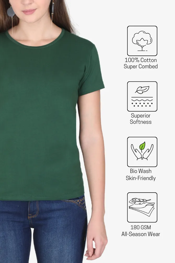 Bottle Green Scoop Neck T-shirt for women