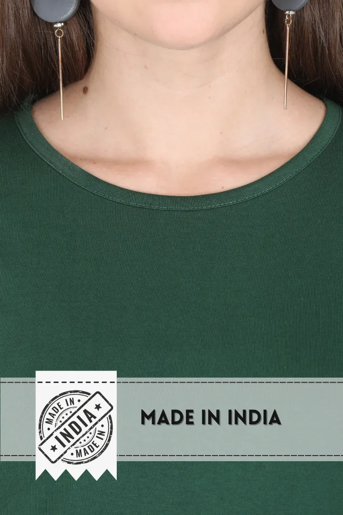 Bottle Green Scoop Neck T-shirt for women