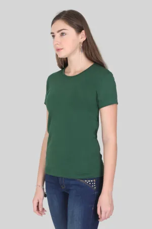 Bottle Green Scoop Neck T-shirt for women