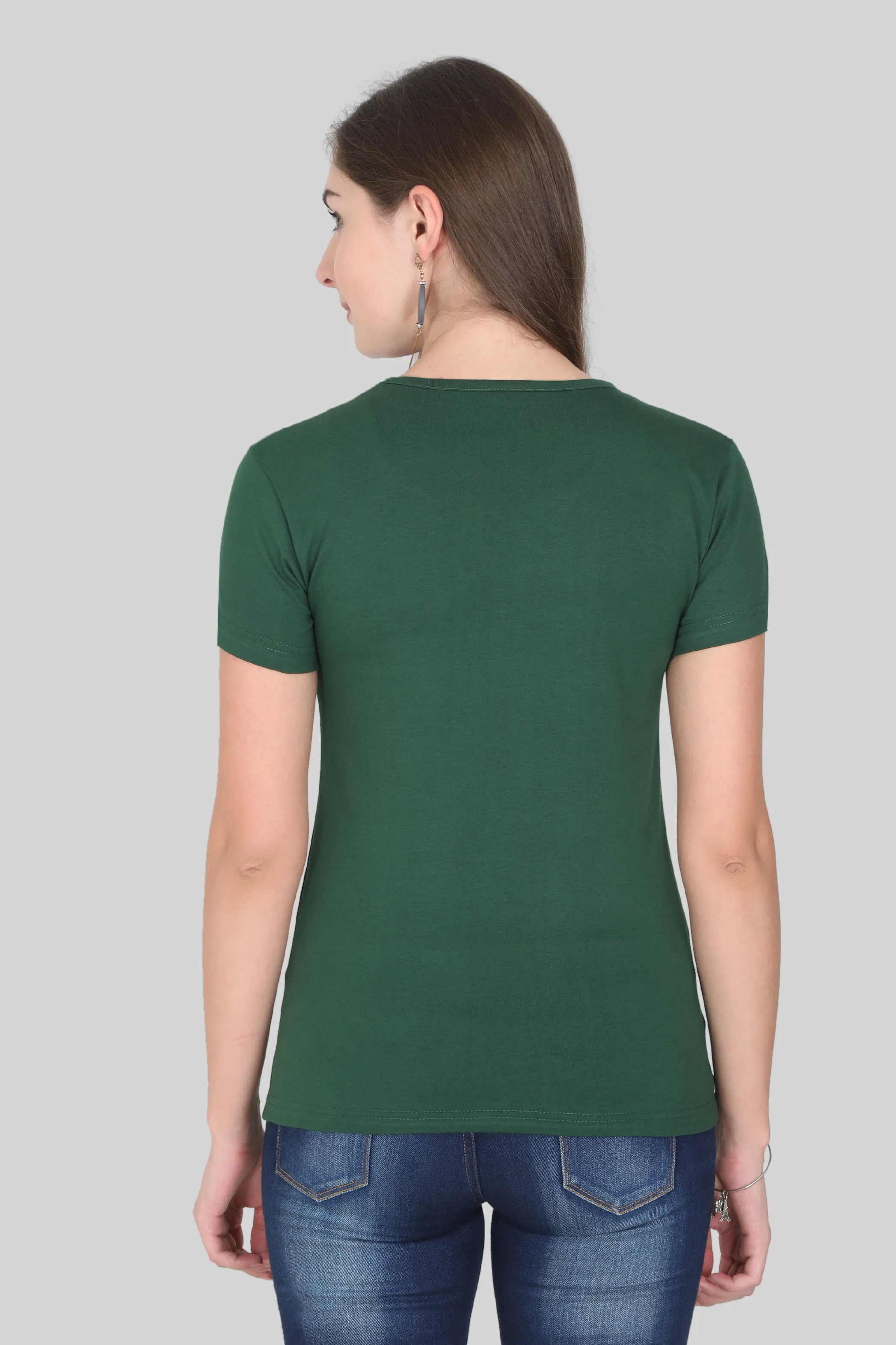 Bottle Green Scoop Neck T-shirt for women