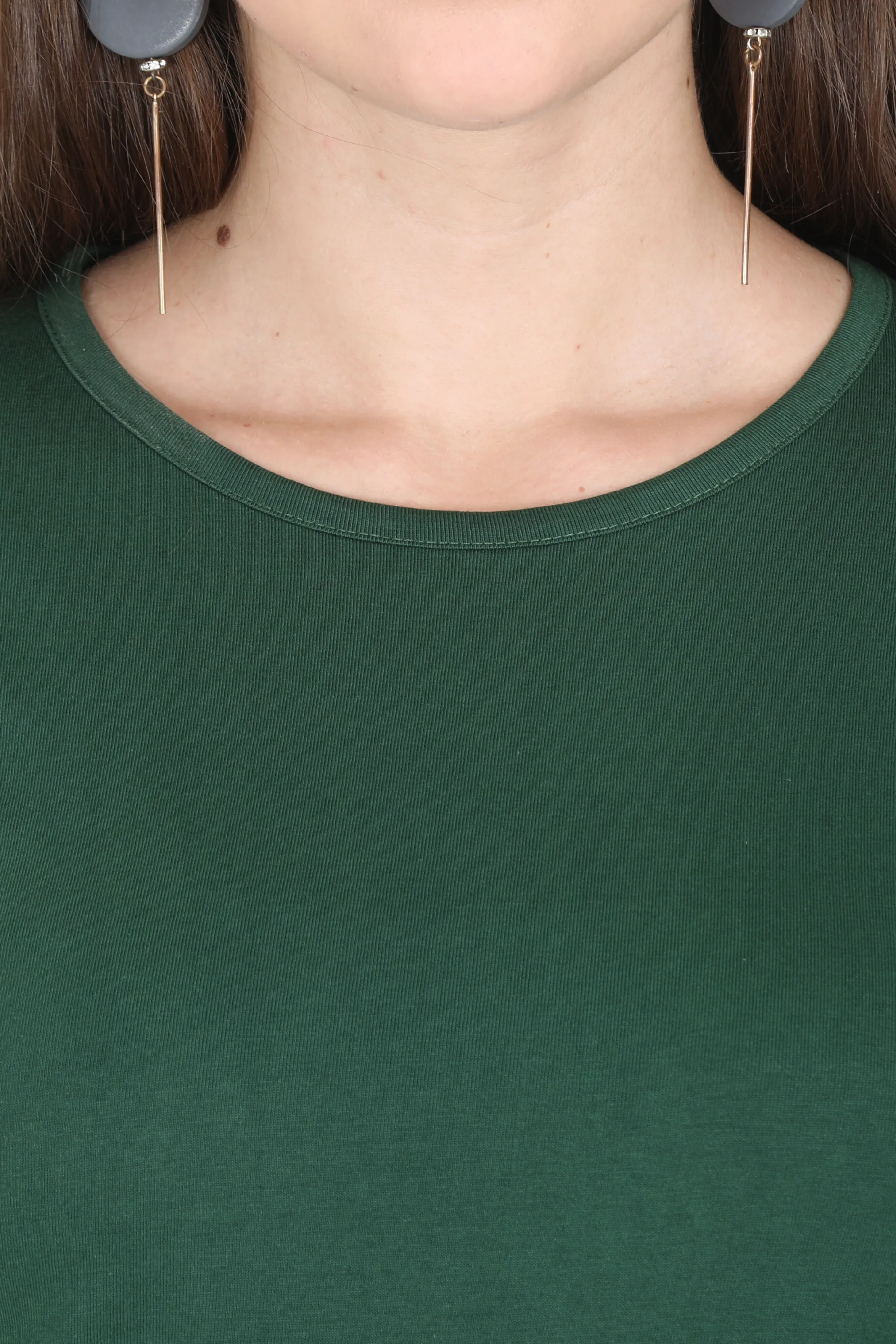 Bottle Green Scoop Neck T-shirt for women