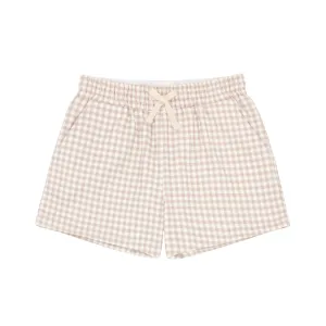 boys brown gingham ultra-soft twill short
