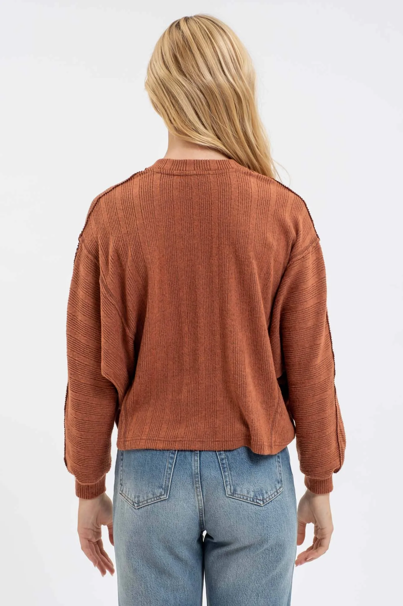 Clay Rib Knit Long Sleeve top