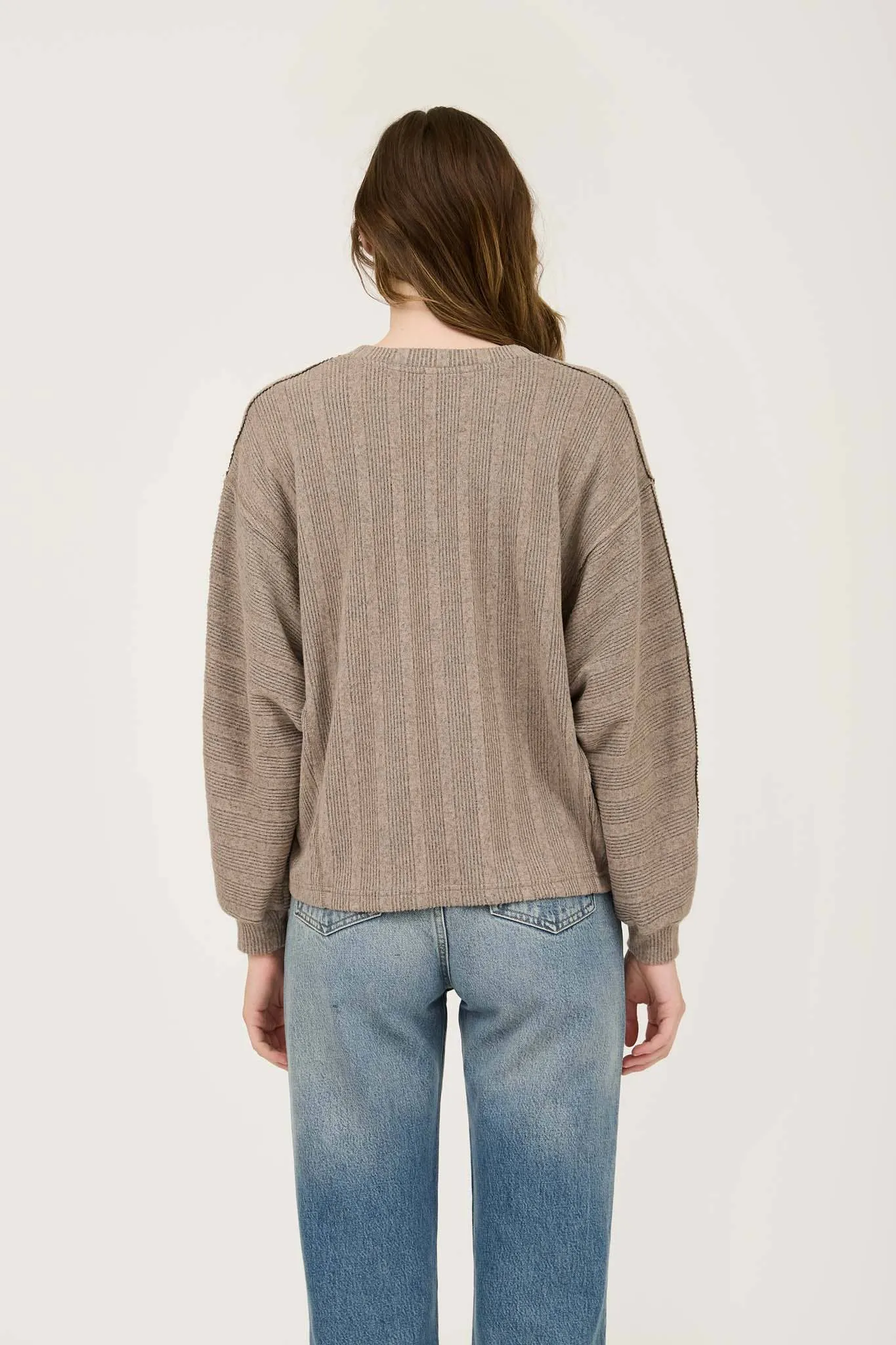 Clay Rib Knit Long Sleeve top