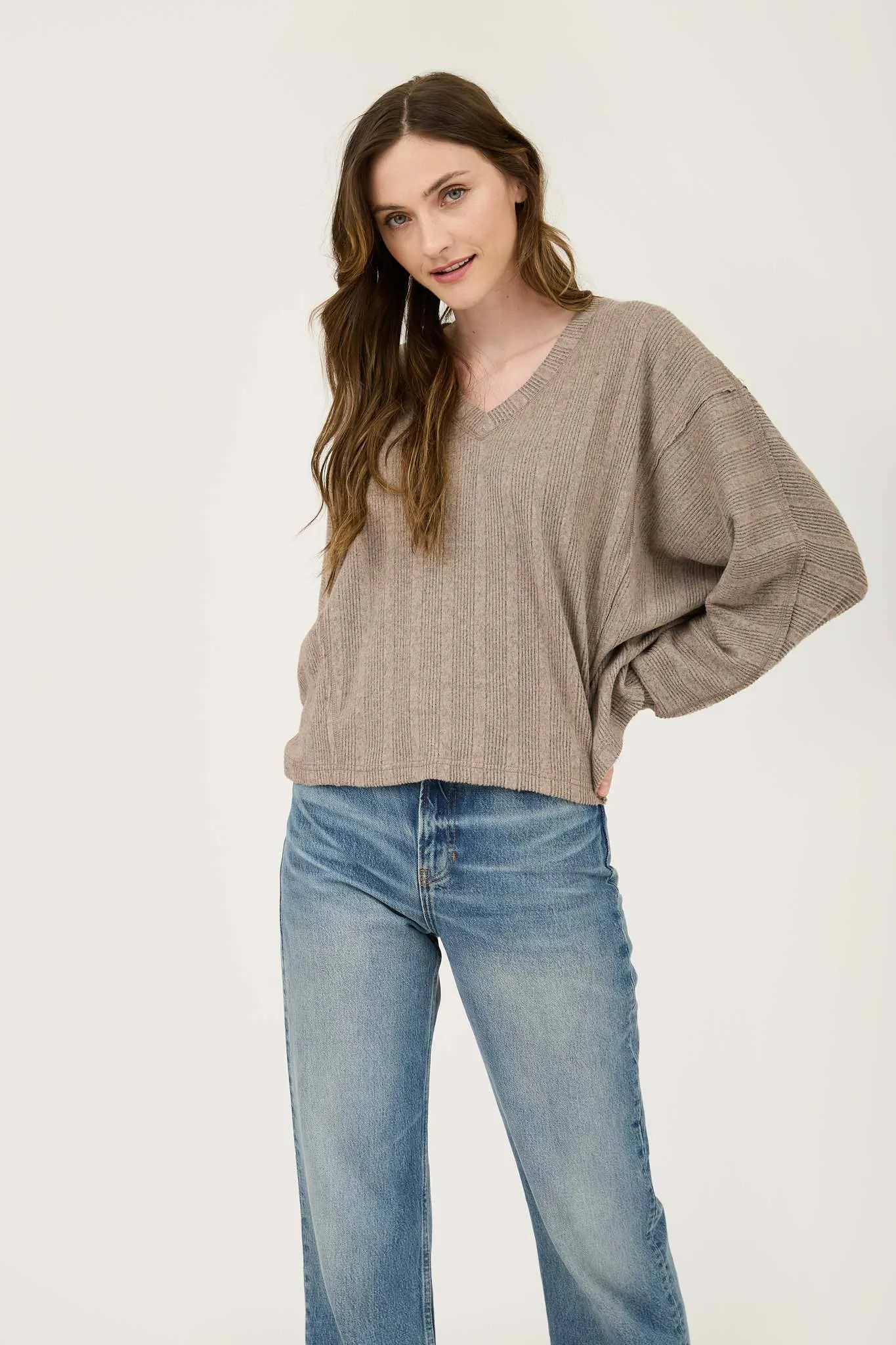 Clay Rib Knit Long Sleeve top