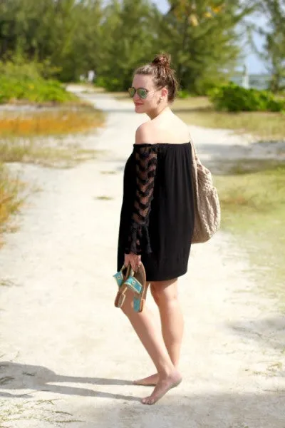 COLLEEN OFF SHOULDER DRESS(BLACK)-VD9344
