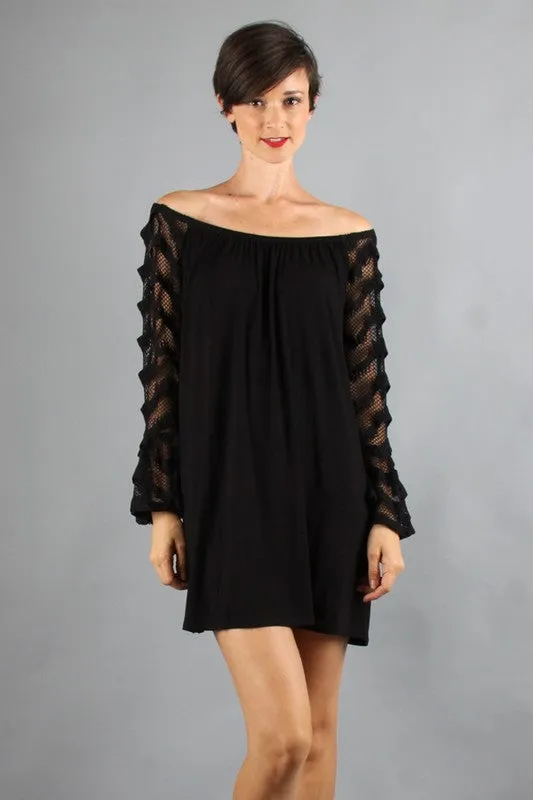 COLLEEN OFF SHOULDER DRESS(BLACK)-VD9344