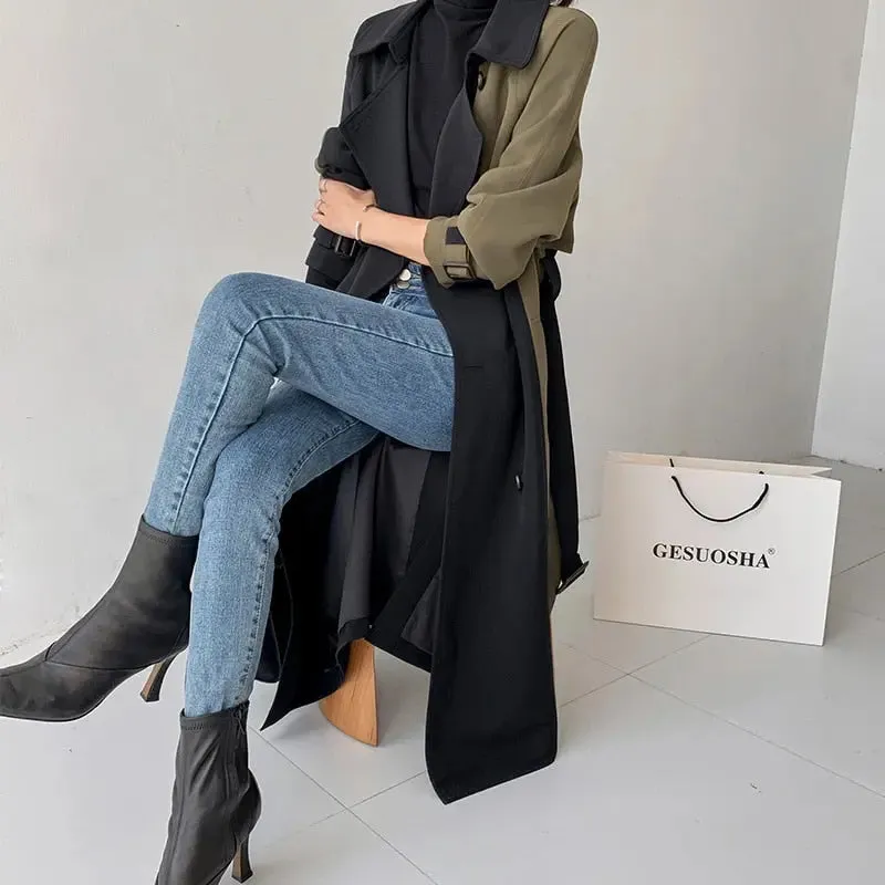 Color Block Trench Coat
