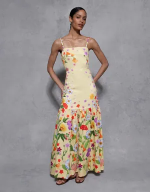 Cordiela Cotton Maxi Dress - Terrazzo Flower Yellow - SALE