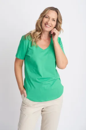 Cotton V Neck Tee Kelly Green