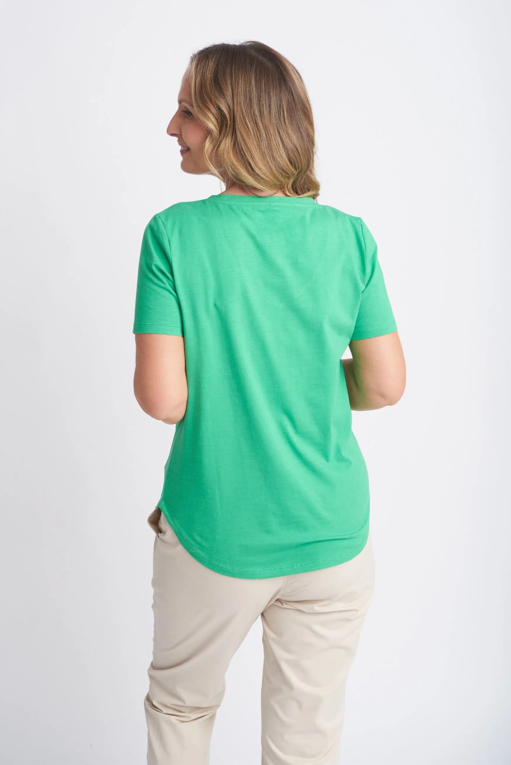 Cotton V Neck Tee Kelly Green