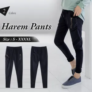 COWBOY ZIPPER DRAWSTRING LOOSE HAREM PANTS