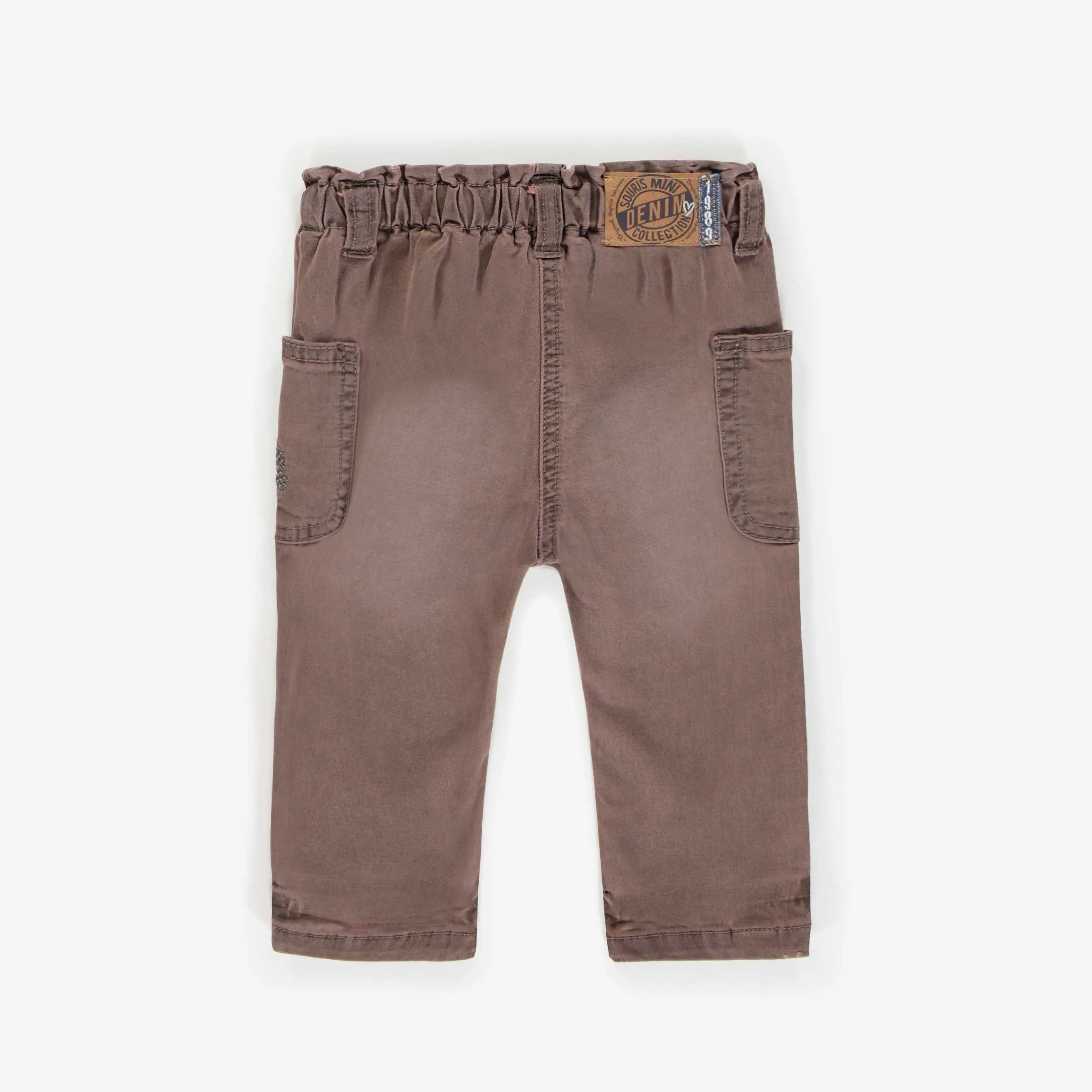 Denim léger taupe coupe décontractée, bébé || Taupe heavy weight denim relaxed fit, baby
