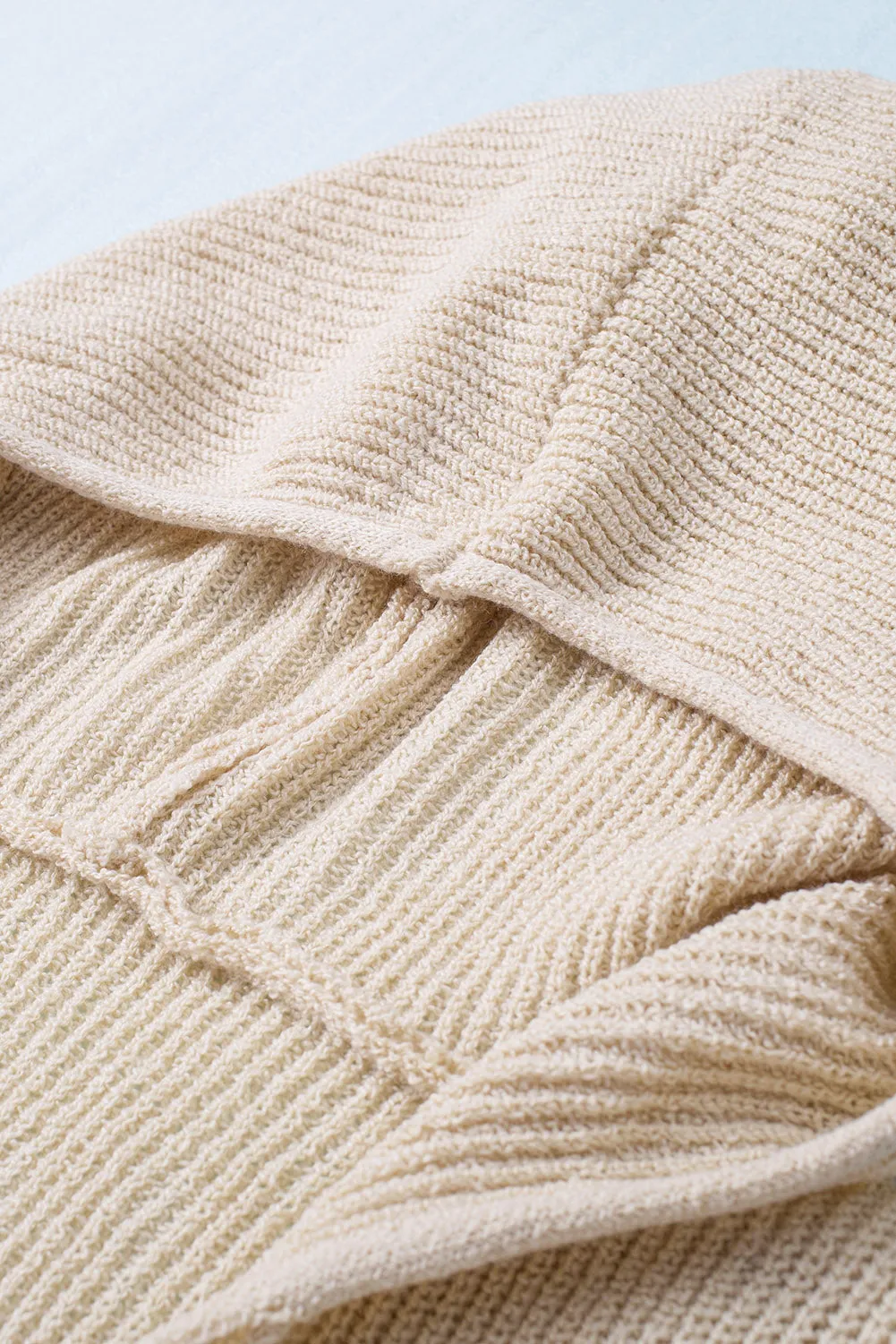 Distressed Zip Up Drawstring Hooded Cardigan Sweater