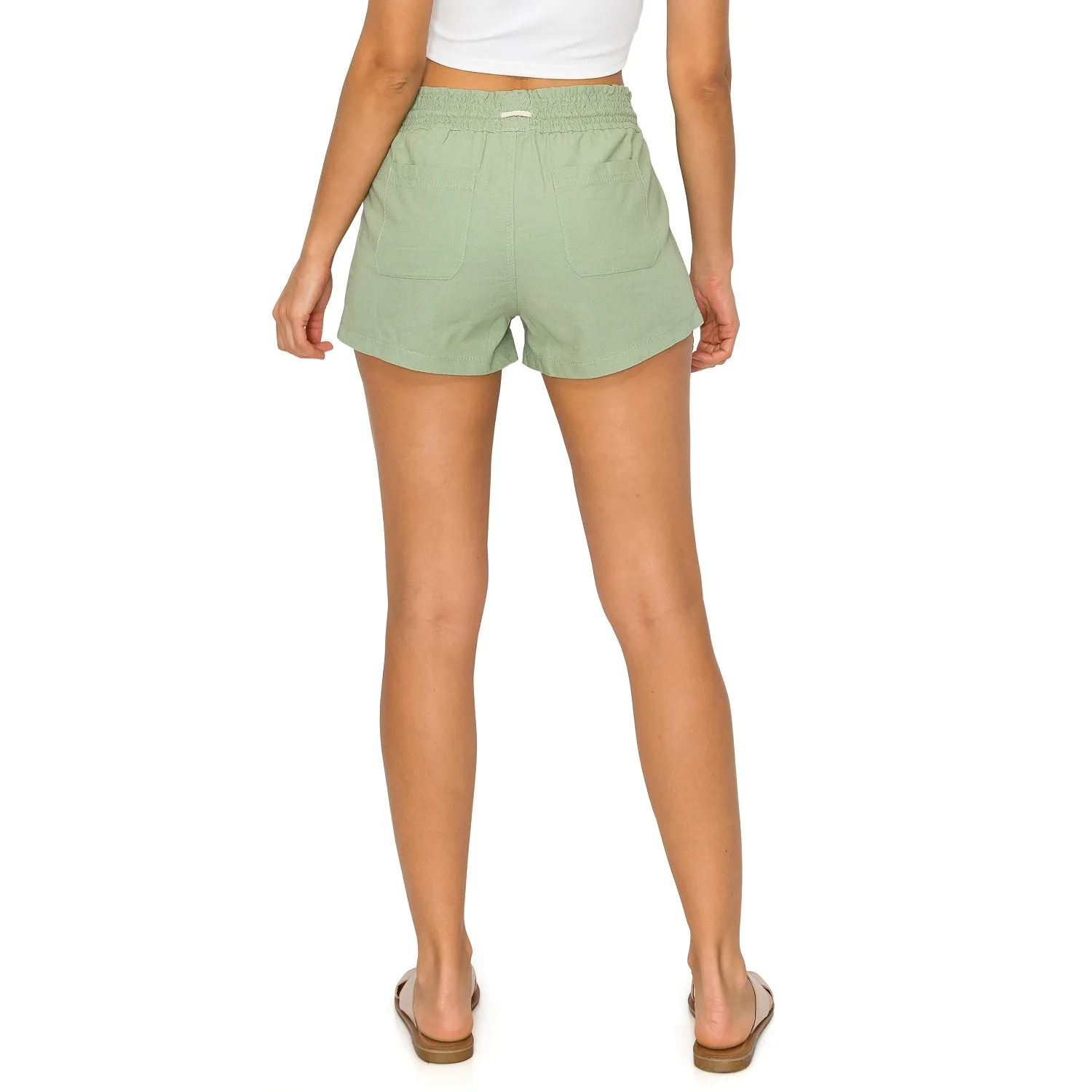 Drawstring Linen Shorts - Tea