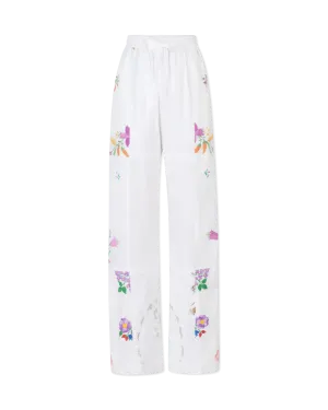 Embroidered Linen Pants