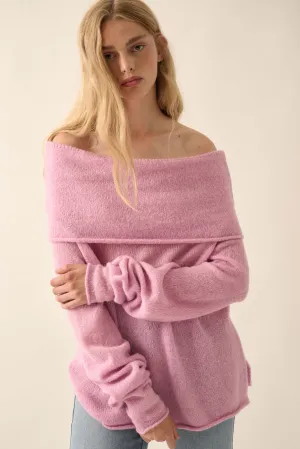 Enjoy the Moment Off-Shoulder Foldover Sweater