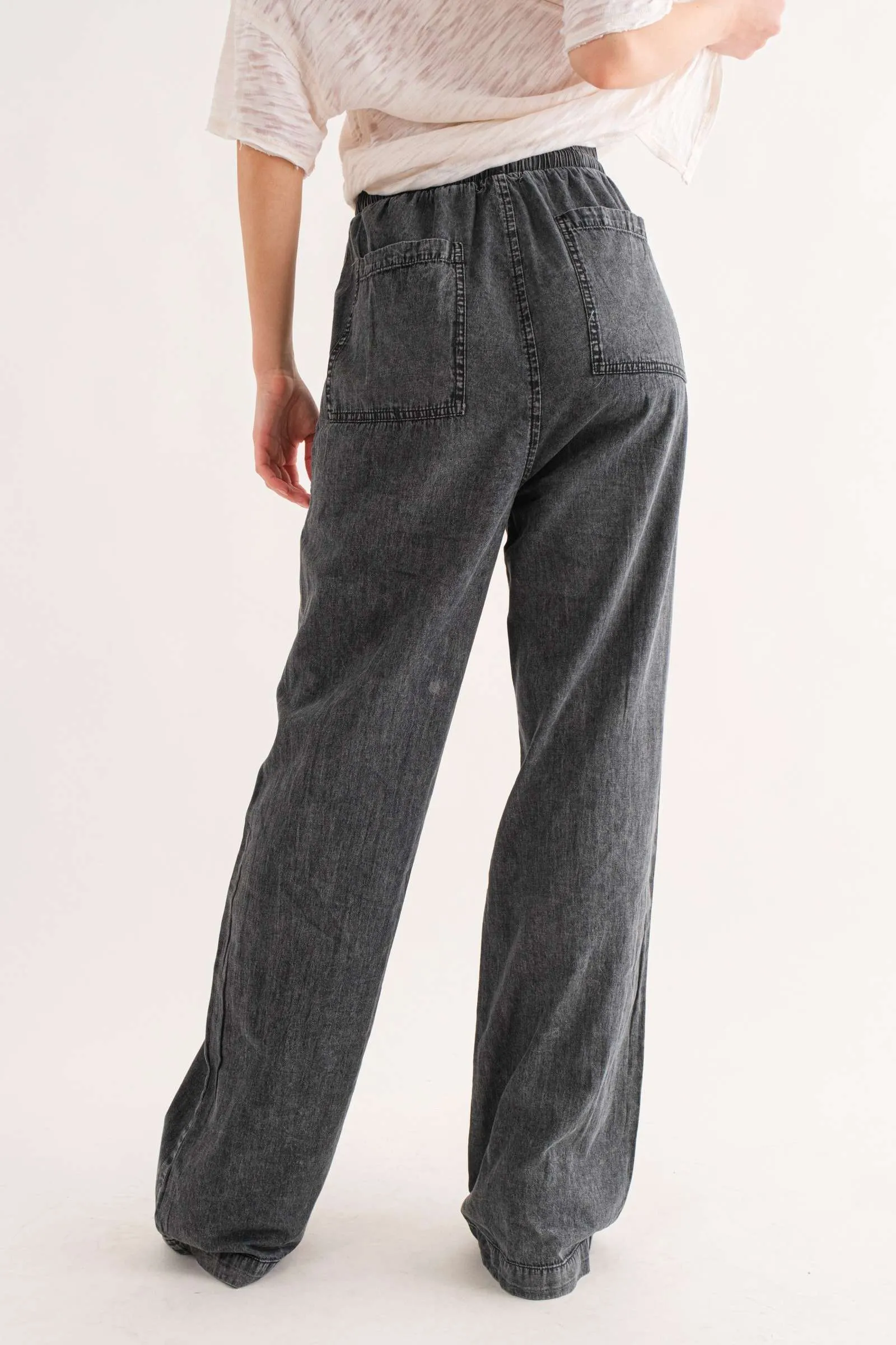 Feeling Alive Chambray Pants - Charcoal