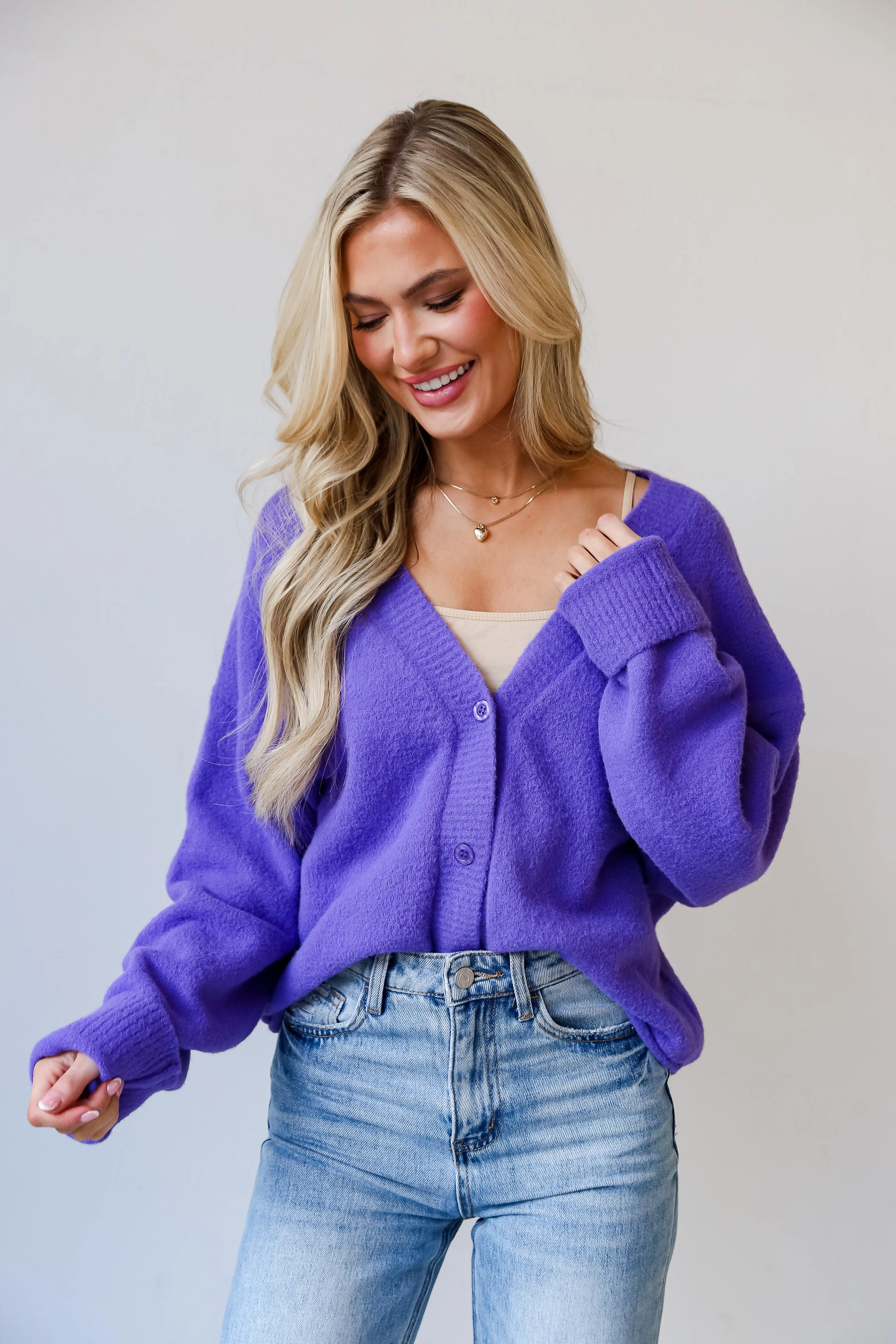 FINAL SALE - Shelby Lavender Sweater Cardigan - DU DEAL