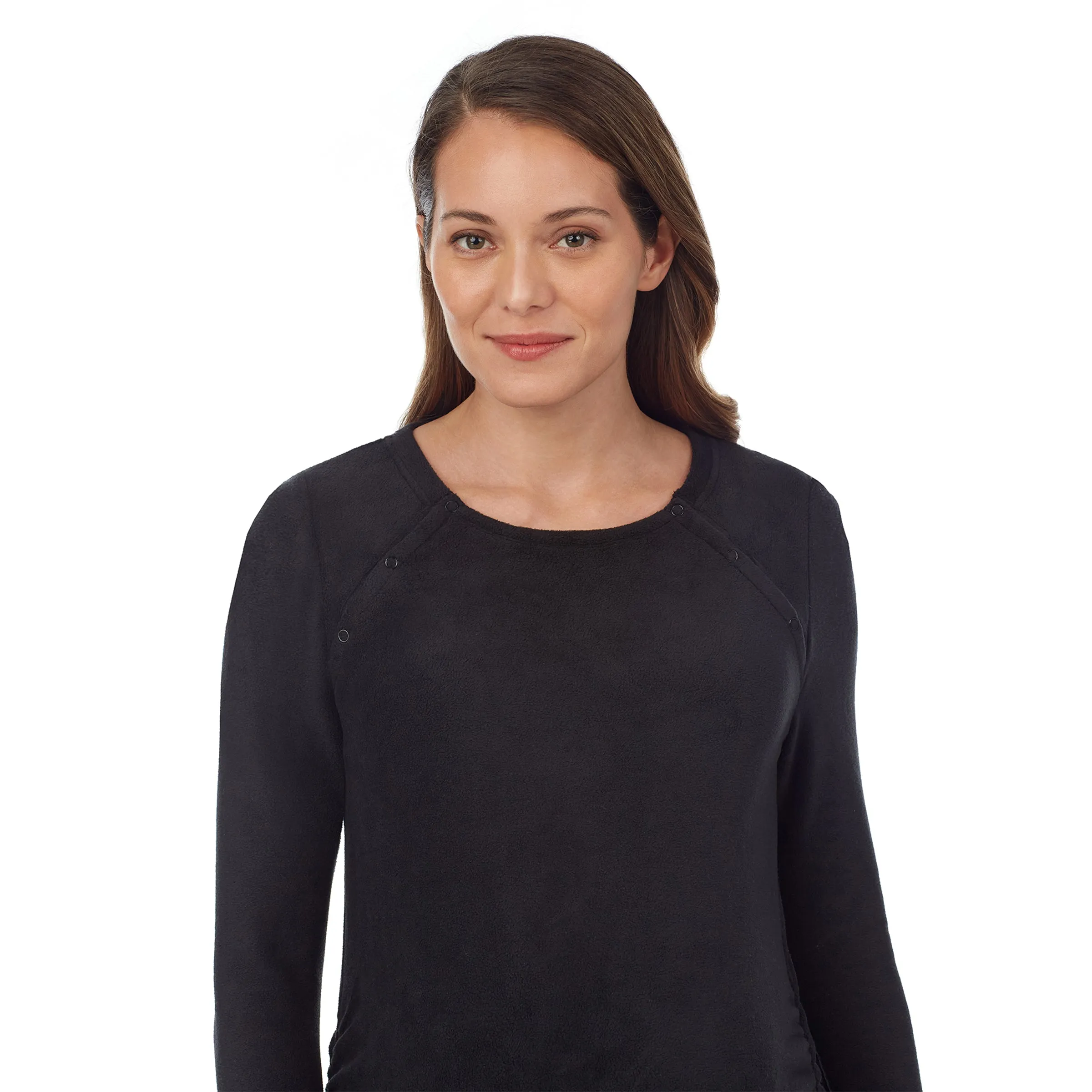 Fleecewear With Stretch Maternity Snap Front Crew