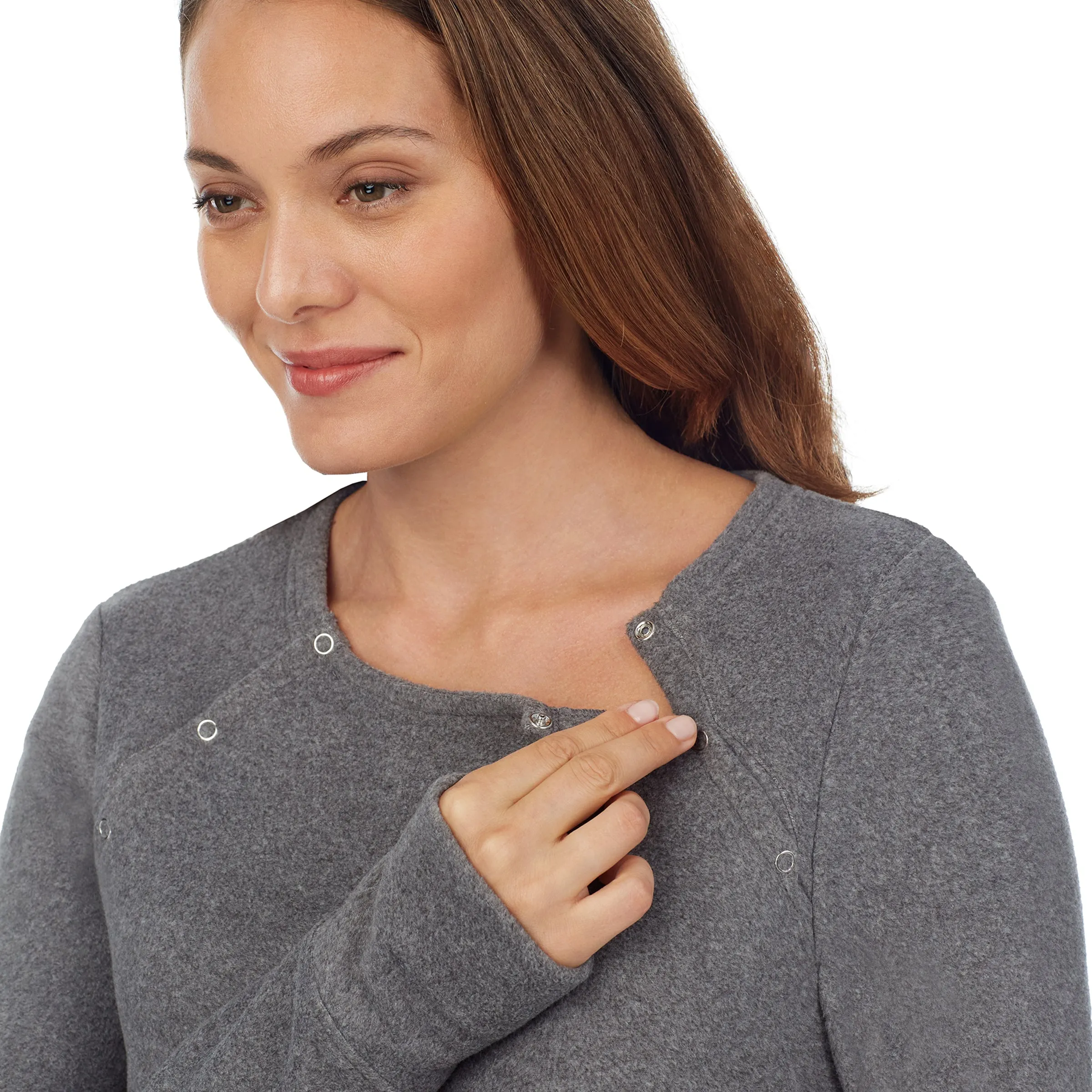 Fleecewear With Stretch Maternity Snap Front Crew