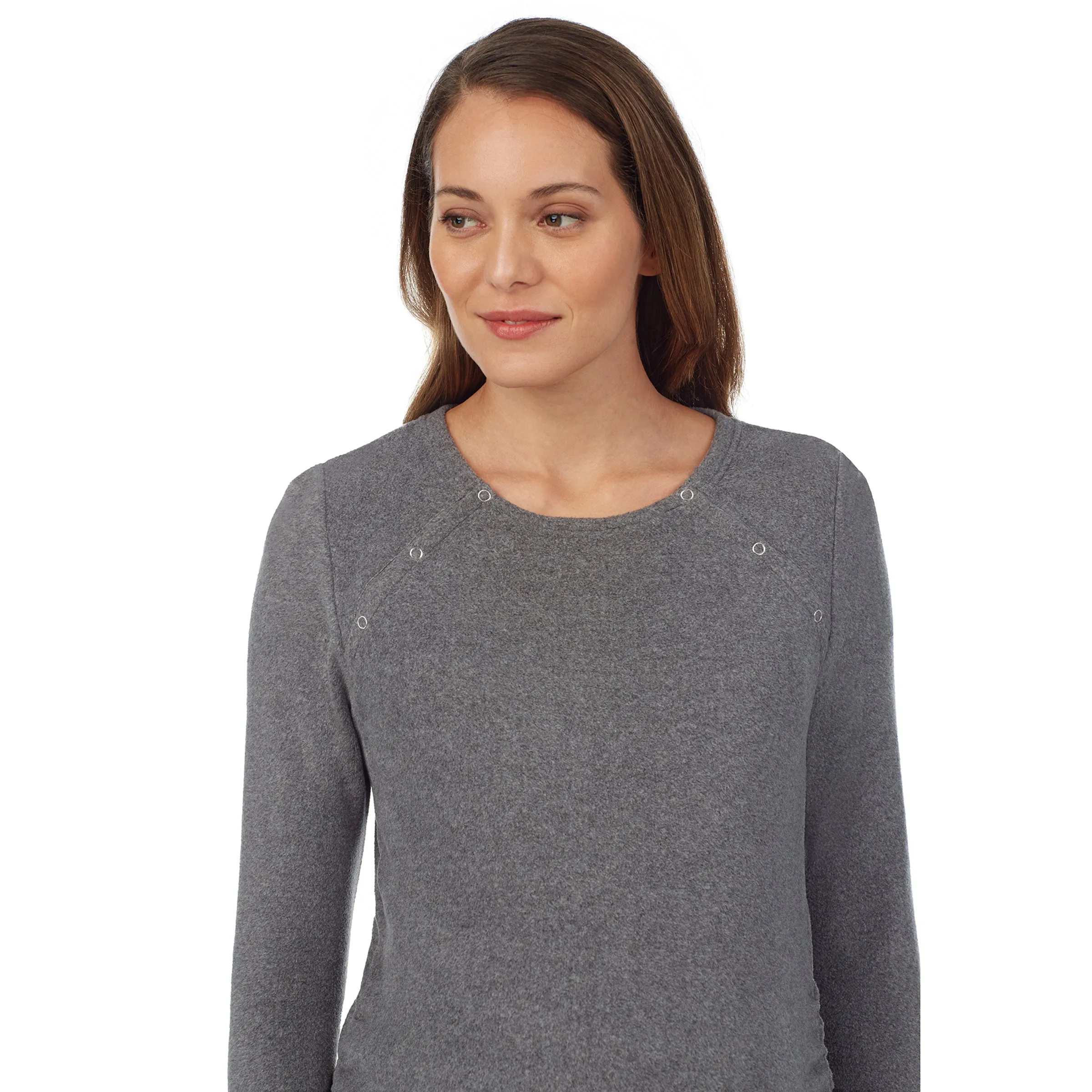 Fleecewear With Stretch Maternity Snap Front Crew