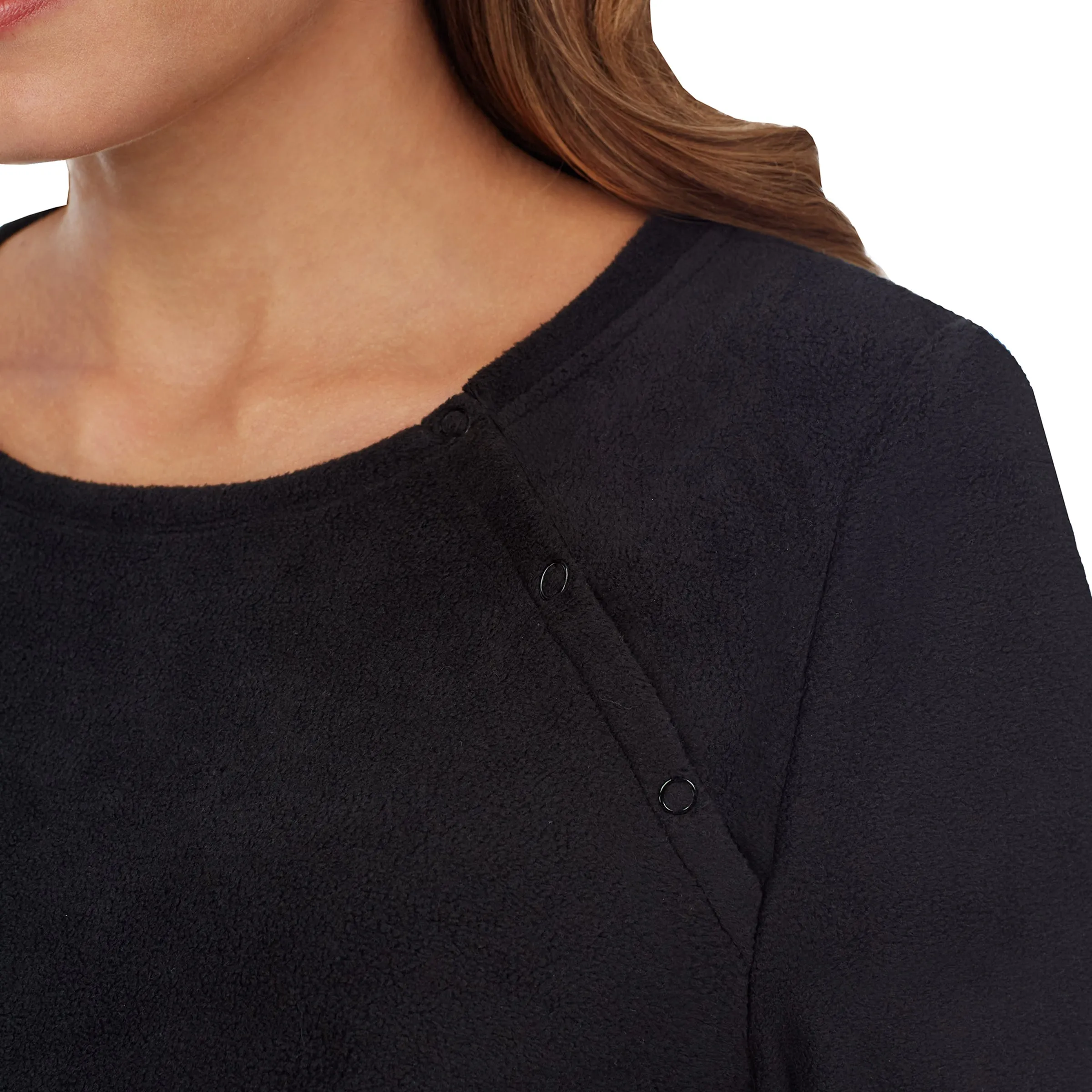 Fleecewear With Stretch Maternity Snap Front Crew